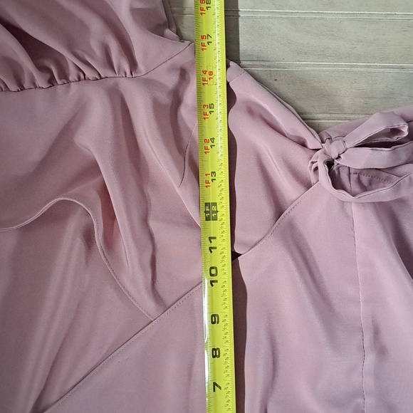 Topshop Pink Wrap Balloon Sleeve Satin Feel Tie Waist Dressy Stylish Mini Dress - Picture 10 of 13